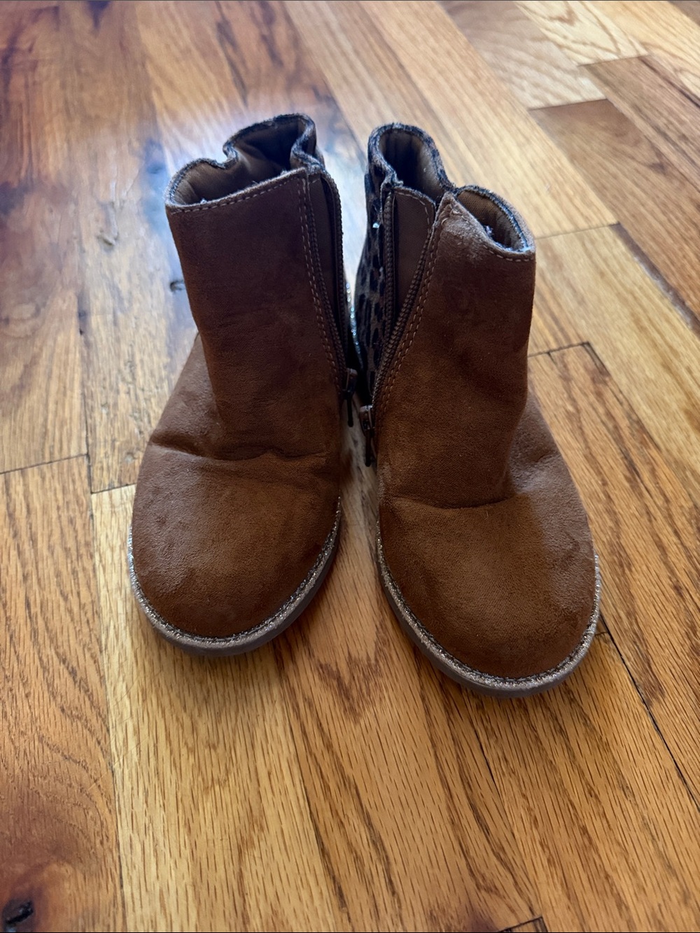 Tucker + Tate Tan Suede-Look Ankle Boots with Leopard Cuff - Picture 3 of 8